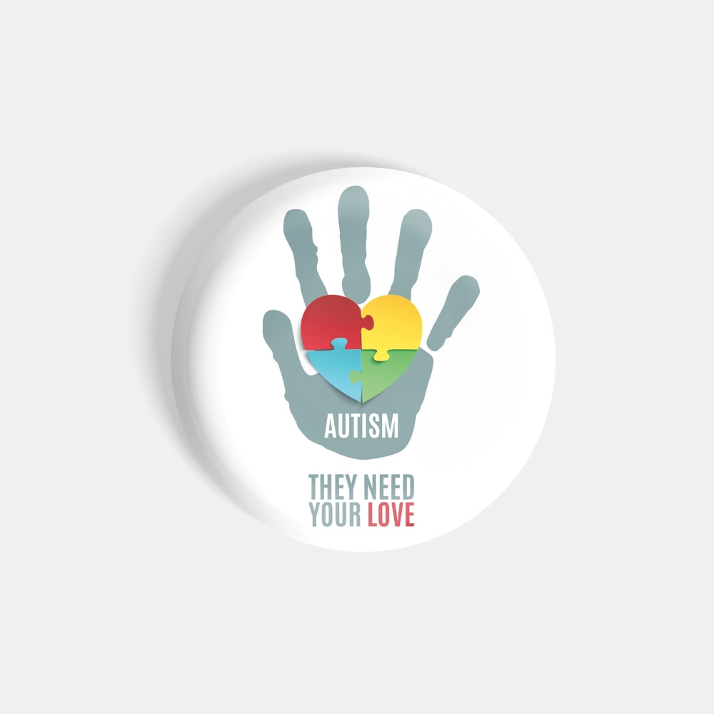 dhcrafts Round Fridge Magnet White Color Autism D1 Glossy Finish Design Pack of 1 (75 mm)